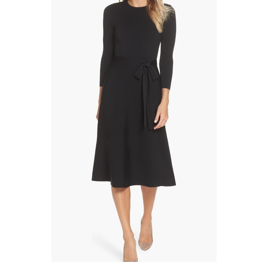 Eliza J Fit & Flare Sweater Dress, Black, Size L (10/12)